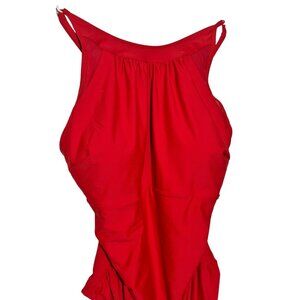 Smismivo Women's High Neck One-Piece Swimsuit 2XL Red Beachwear Summer One-piece